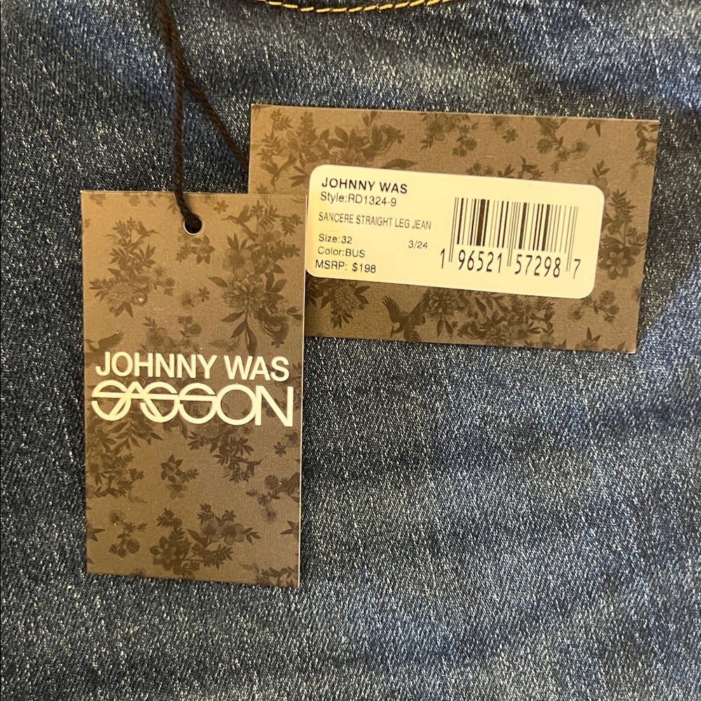 NWT originally $198 Johnny Was Sasson Sancere Straight Leg Jean size 32 - Picture 10 of 16